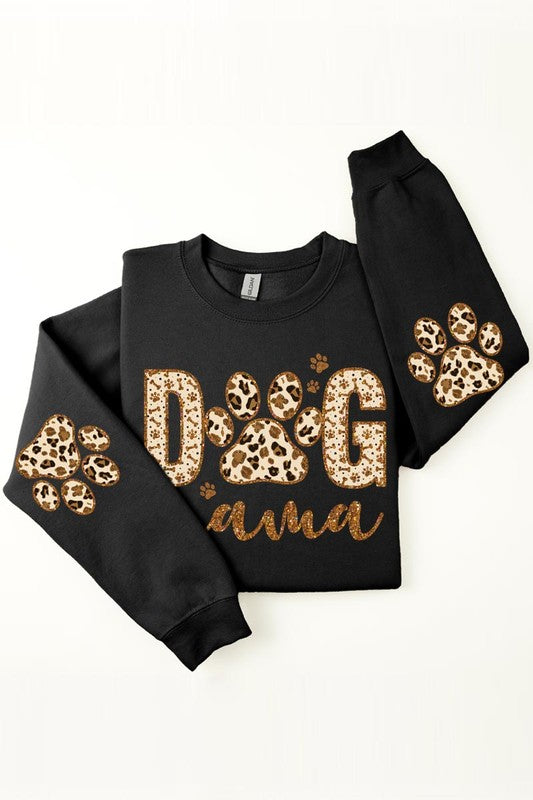 Dog Mama Elbow Printed Graphic Fleece Sweatshirts.