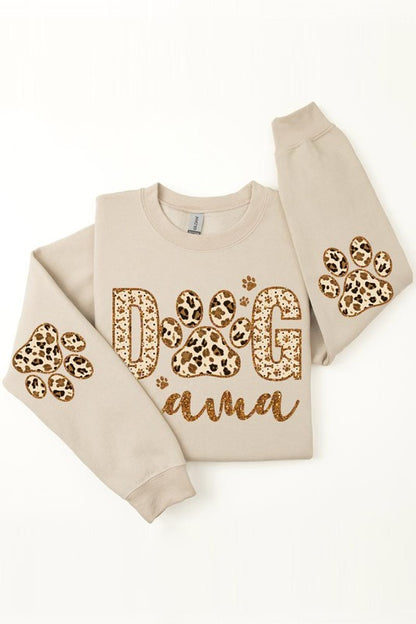 Dog Mama Elbow Printed Graphic Fleece Sweatshirts.