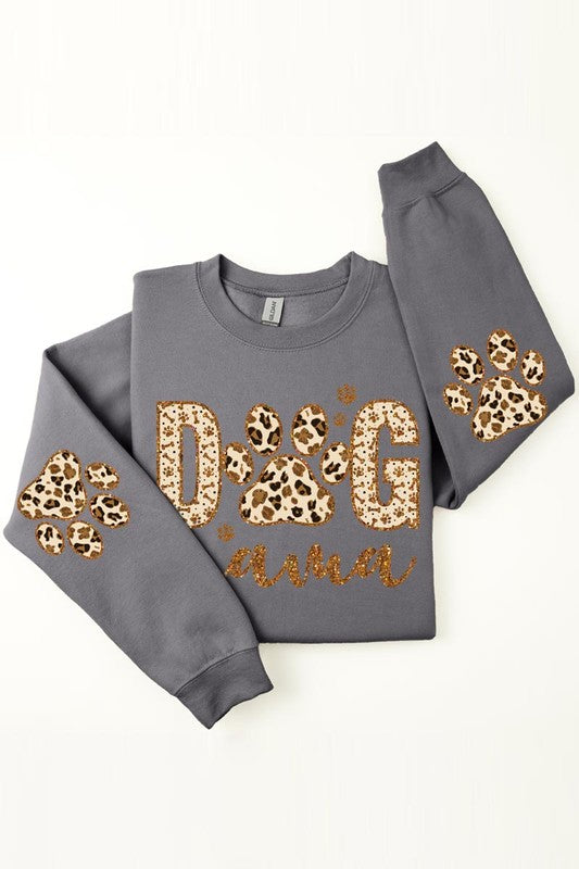 Dog Mama Elbow Printed Graphic Fleece Sweatshirts.