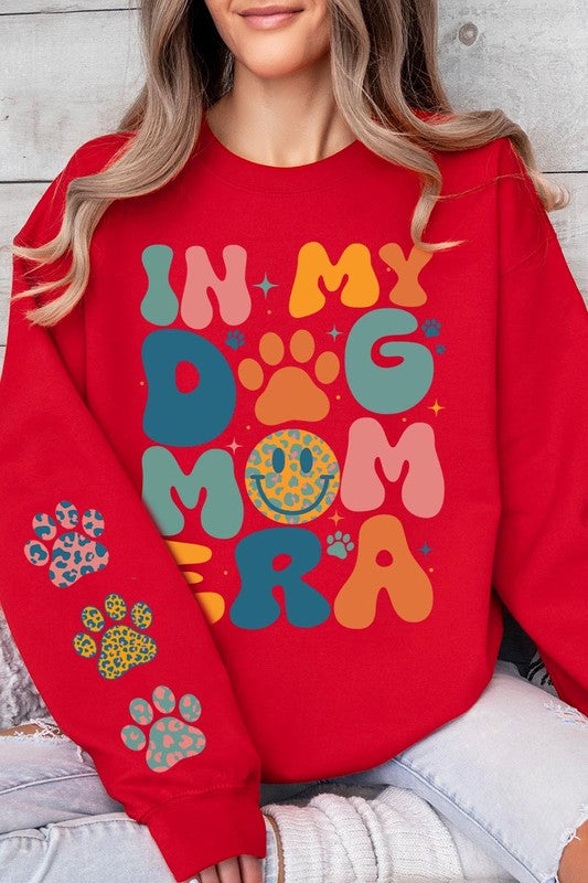 My Dog Mom Era Sleeve Graphic Fleece Sweatshirts.