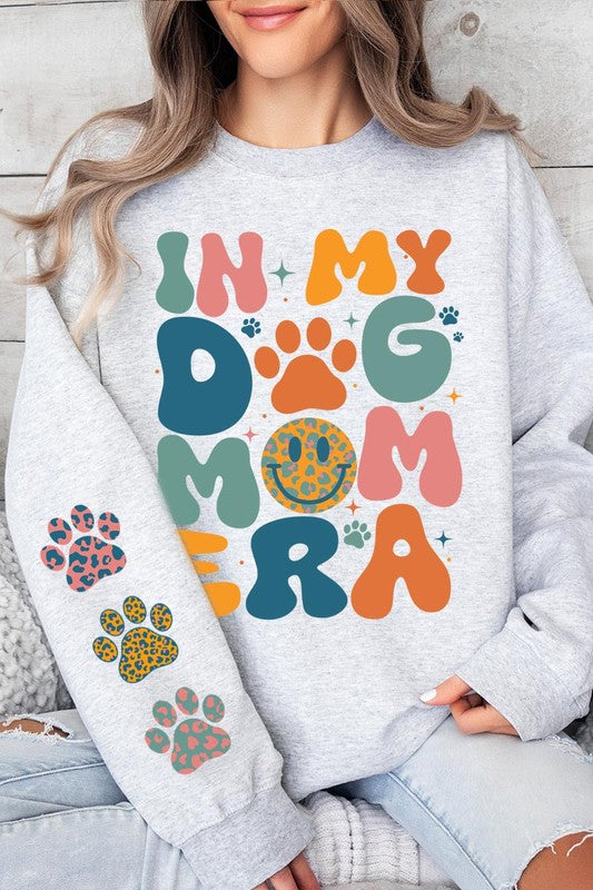 My Dog Mom Era Sleeve Graphic Fleece Sweatshirts.