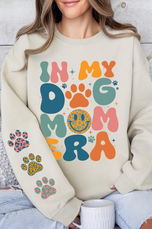 My Dog Mom Era Sleeve Graphic Fleece Sweatshirts.