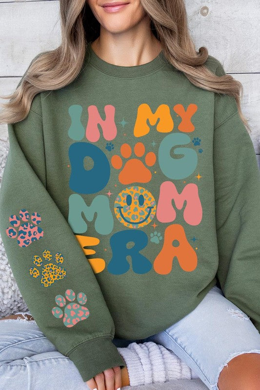 My Dog Mom Era Sleeve Graphic Fleece Sweatshirts.