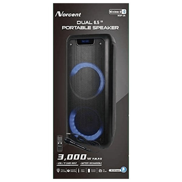 Norcent Dual 6.5 Inch Portable Party BT Speaker