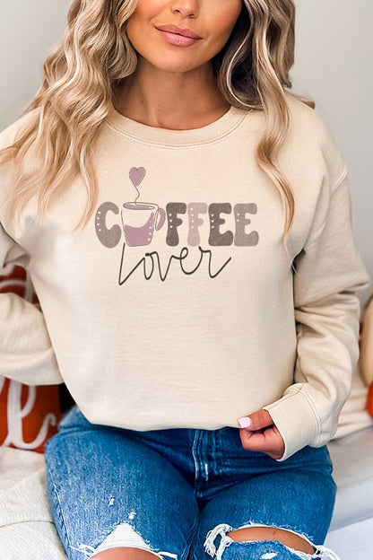 Coffee Lover Cute Hearts Graphic Sweatshirt