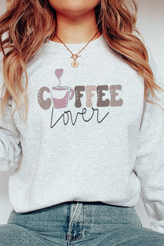 Coffee Lover Cute Hearts Graphic Sweatshirt