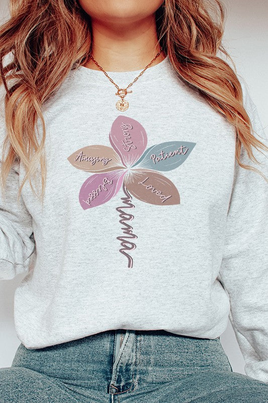 Mama Strong Amazing Loved Flower Sweatshirt