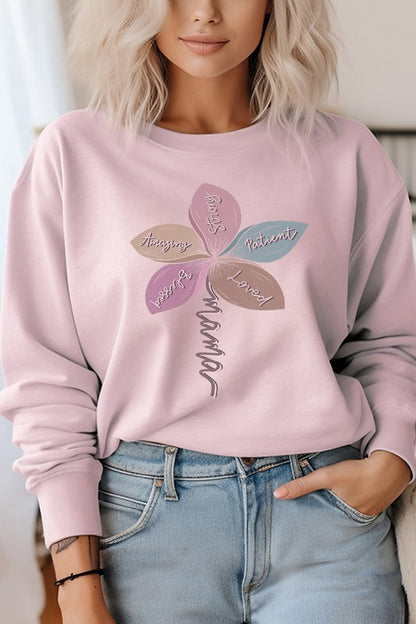 Mama Strong Amazing Loved Flower Sweatshirt