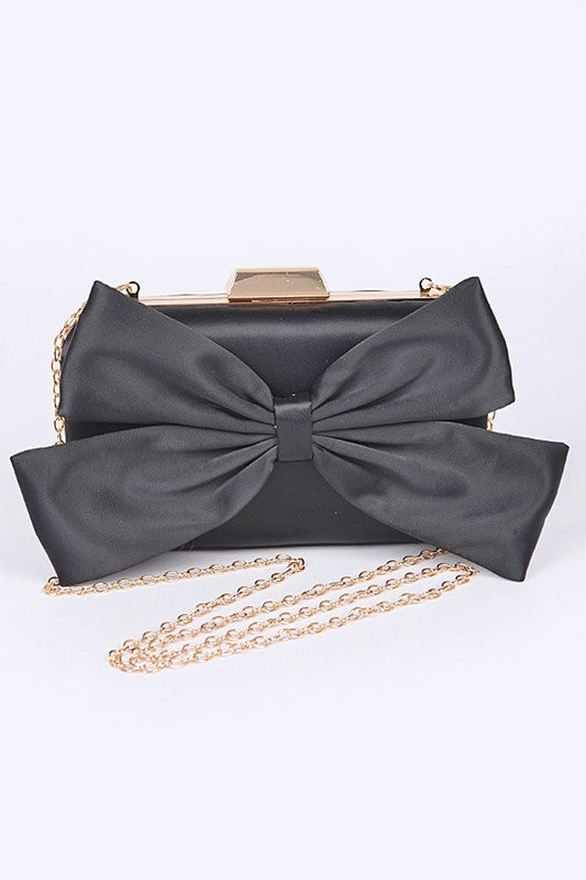 Satin Bowtie Box Clutch