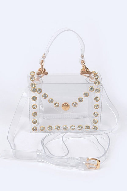 Rhinestone Studded Transparent Mini Stadium Bag