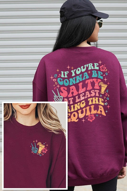 Tequila Front Back Graphic Fleece Sweatshirts