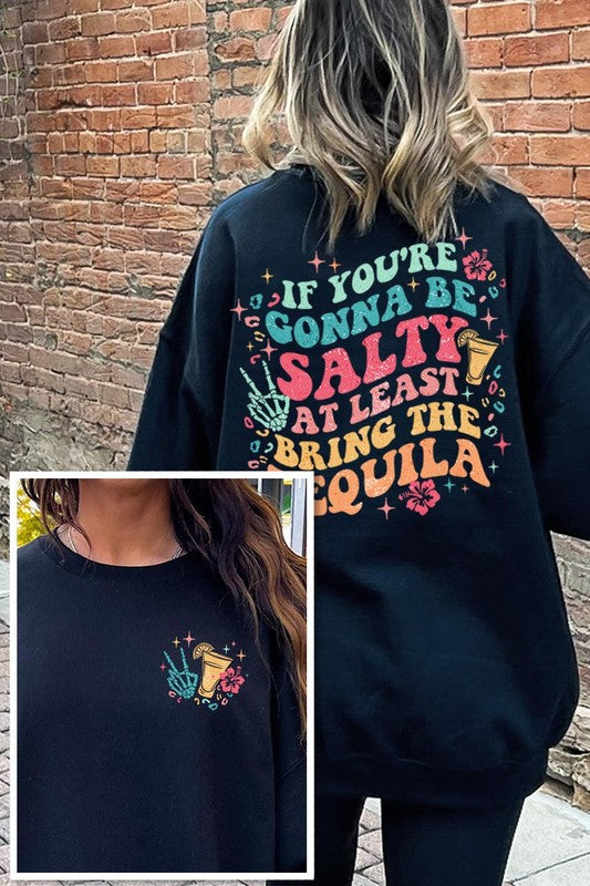 Tequila Front Back Graphic Fleece Sweatshirts