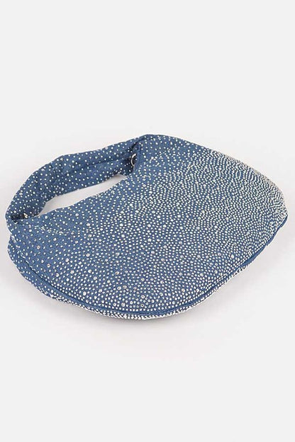 Micro Studs Convertible Denim Hobo Bag