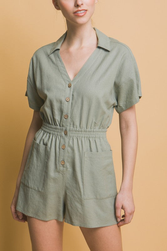 Linen Button Down Romper