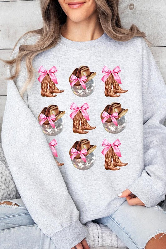 Cowgirl Boots Ribbon Graphic Fleece Sweatshirts