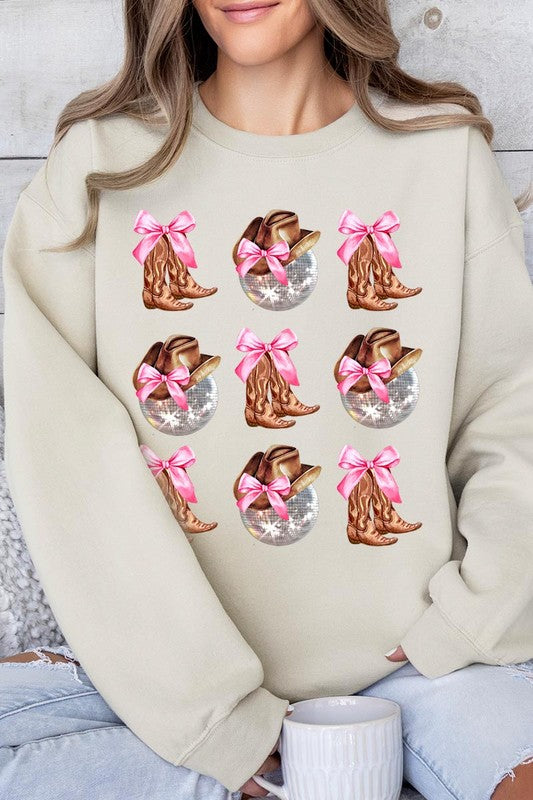 Cowgirl Boots Ribbon Graphic Fleece Sweatshirts