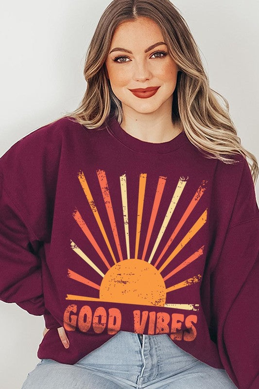 Good Vibes Sunshine Graphic Fleece Sweatshirts