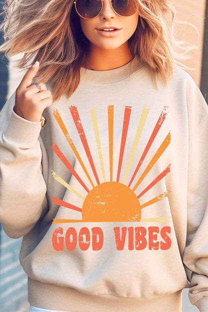 Good Vibes Sunshine Graphic Fleece Sweatshirts