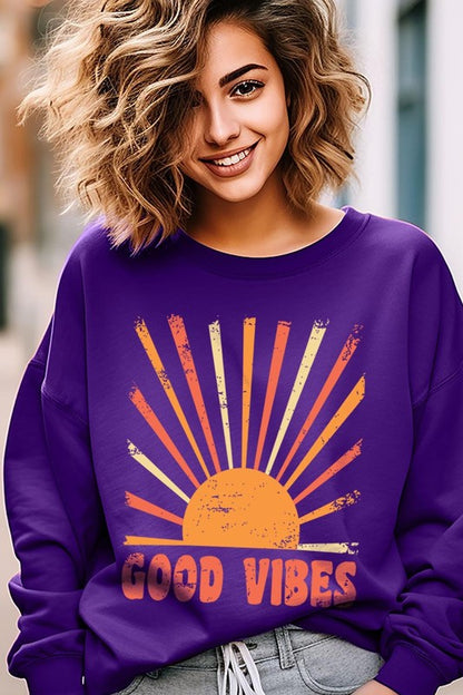 Good Vibes Sunshine Graphic Fleece Sweatshirts