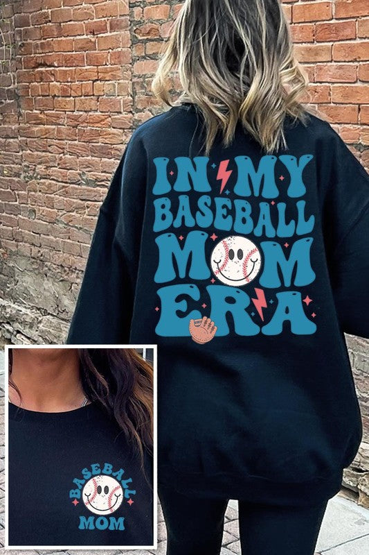 Baseball Mom Front Back Graphic Fleece Sweatshirts