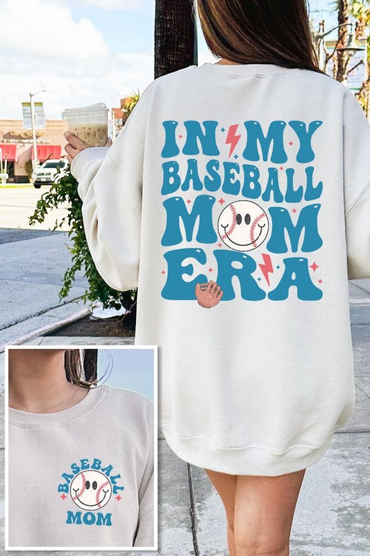 Baseball Mom Front Back Graphic Fleece Sweatshirts