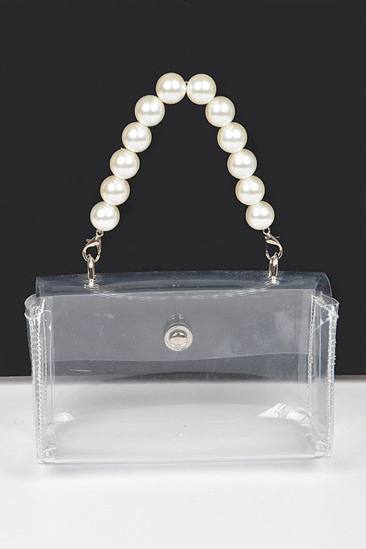 Pearl Handle Convertible Stadium Transparent Bag