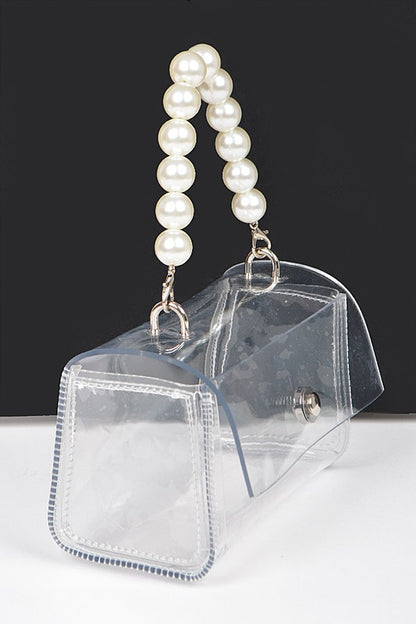 Pearl Handle Convertible Stadium Transparent Bag