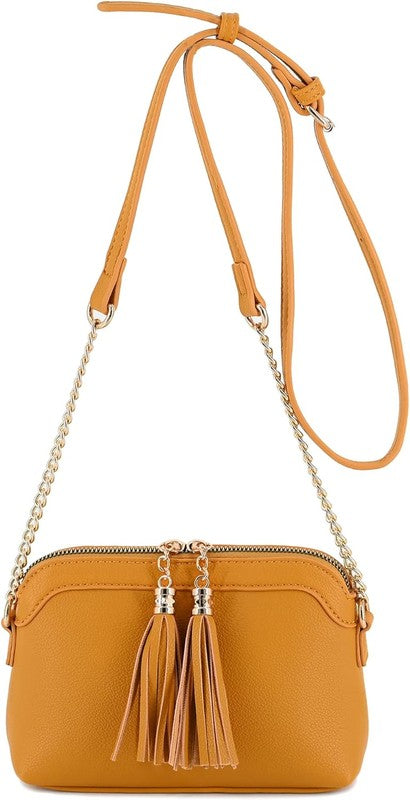 Tassel Small Crossbody Bag with Chain Strap