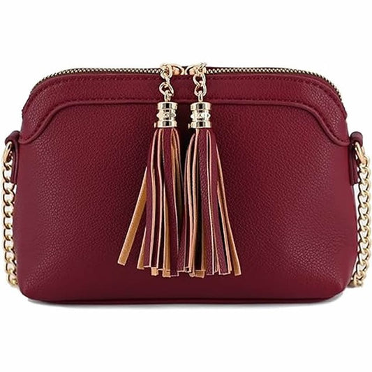 Tassel Small Crossbody Bag with Chain Strap