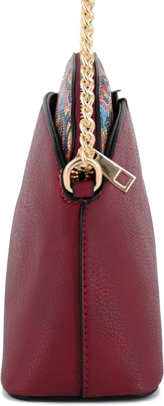 Paisley Accent Small Dome Crossbody Bag