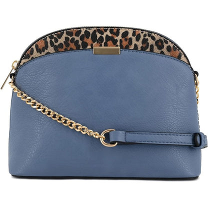 Leopard Accent Small Dome Crossbody Bag