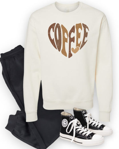 Coffee Distressed Heart Cozy Sweatshirt