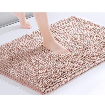 Rose Chenille Bath Mat Soft Bathroom Rug