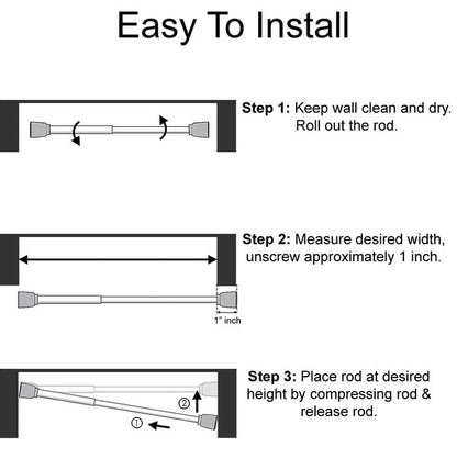 White Adjustable Tension Curtain Rod 41-76 inches