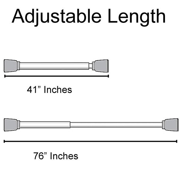 Beige Adjustable Tension Curtain Rod 41-76 inches