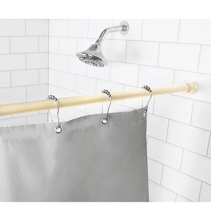 Beige Adjustable Tension Curtain Rod 41-76 inches