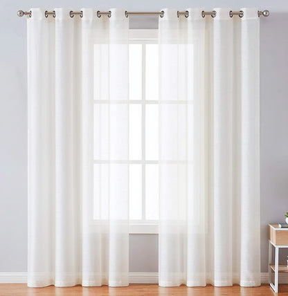 Beige Sheer Window Grommet Curtain Set