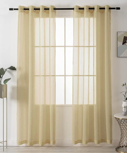 Gold Sheer Window Grommet Curtain Set