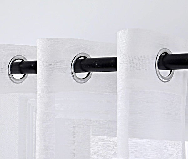 White Sheer Window Grommet Curtain Set