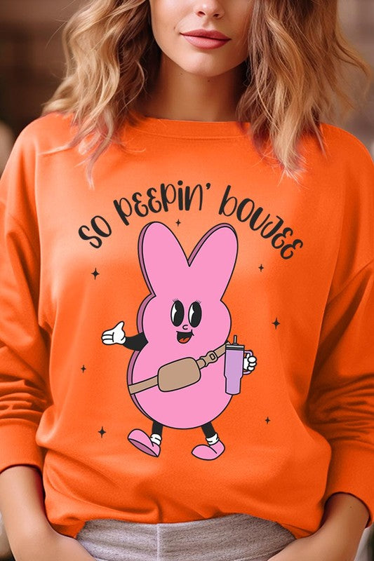 Peepin Tumbler Bunny Graphic Fleece Sweatshirts