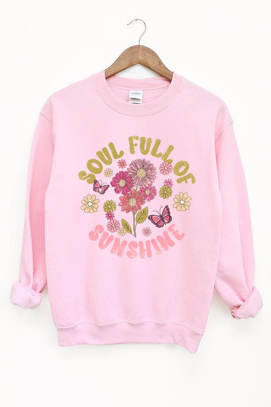 Soul Sunshine Floral Graphic Fleece Sweatshirts