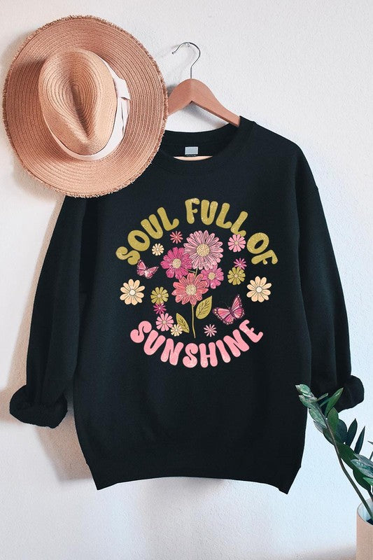 Soul Sunshine Floral Graphic Fleece Sweatshirts