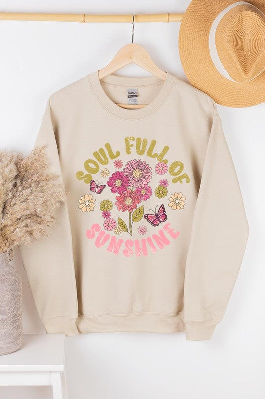 Soul Sunshine Floral Graphic Fleece Sweatshirts