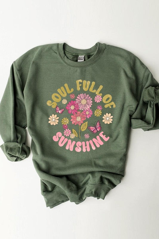 Soul Sunshine Floral Graphic Fleece Sweatshirts