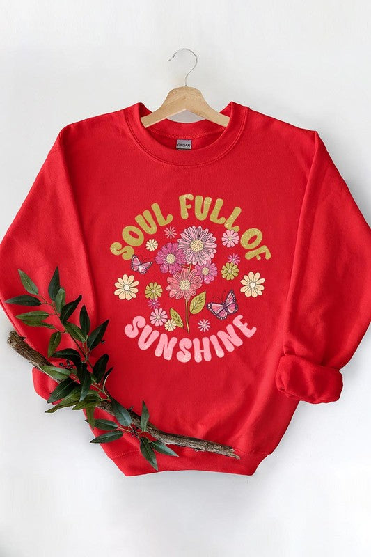 Soul Sunshine Floral Graphic Fleece Sweatshirts