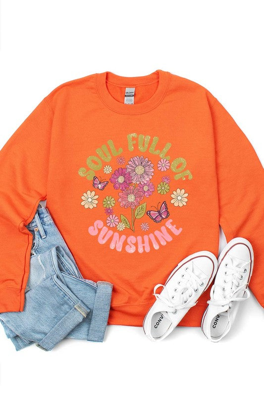 Soul Sunshine Floral Graphic Fleece Sweatshirts