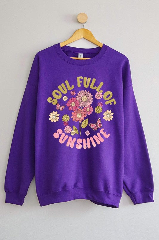 Soul Sunshine Floral Graphic Fleece Sweatshirts