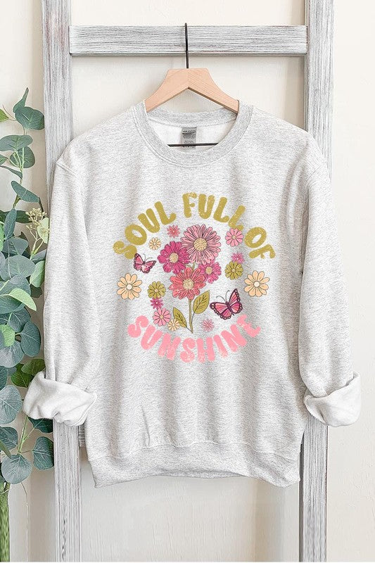 Soul Sunshine Floral Graphic Fleece Sweatshirts