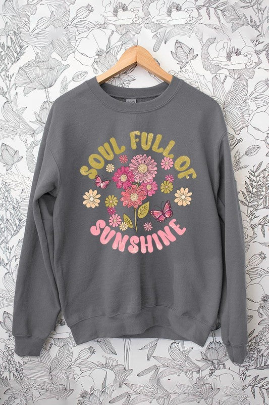 Soul Sunshine Floral Graphic Fleece Sweatshirts