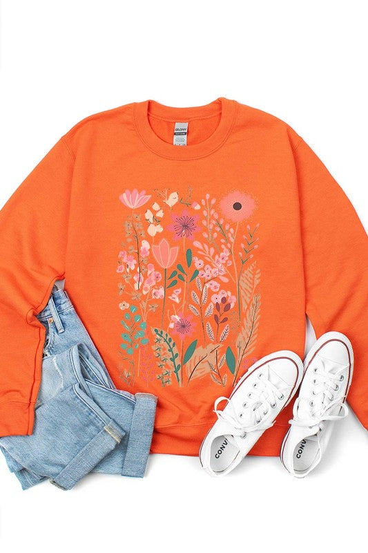 Wildflower Floral Graphic Fleece Sweatshirts